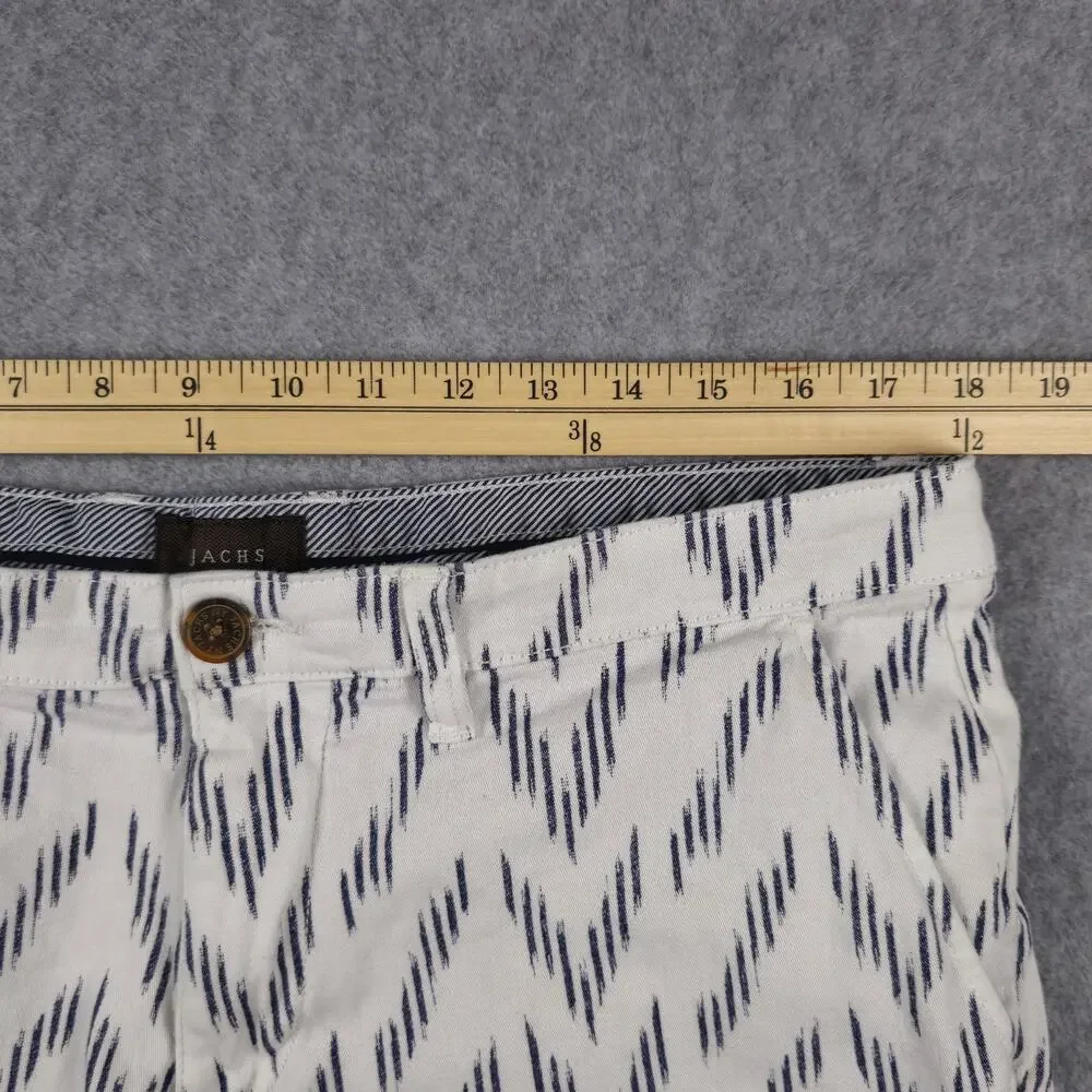 Jachs Shorts Mens Size 34 Bleecker Fit Flat Front Chino Navy Zig Zag Pattern